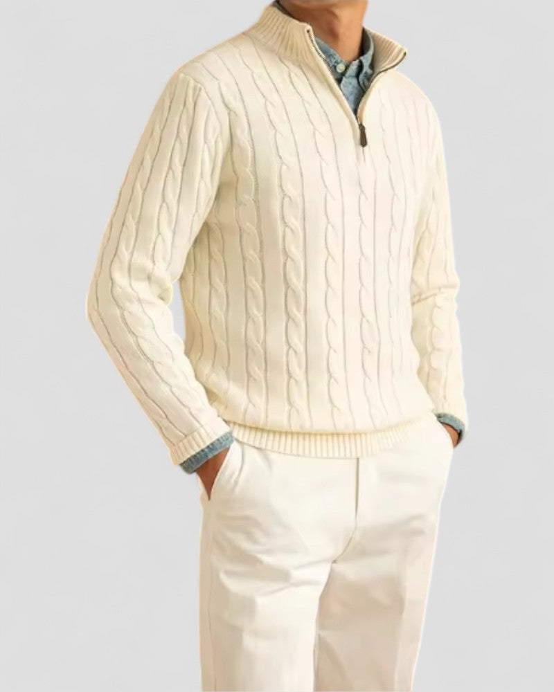 Men’s Cable-Knit Half-Zip Sweater