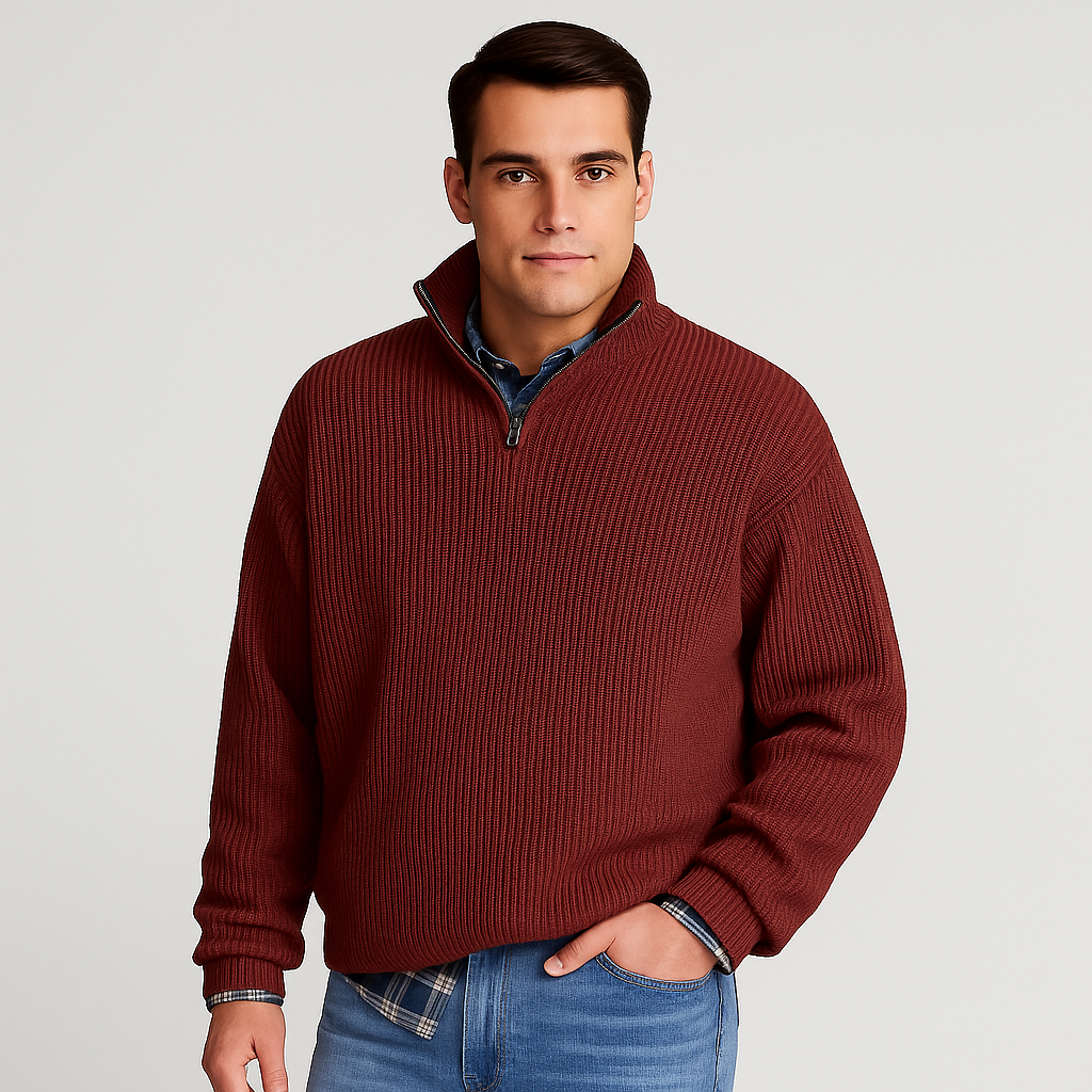 Men’s Ribbed Stand Collar Sweater