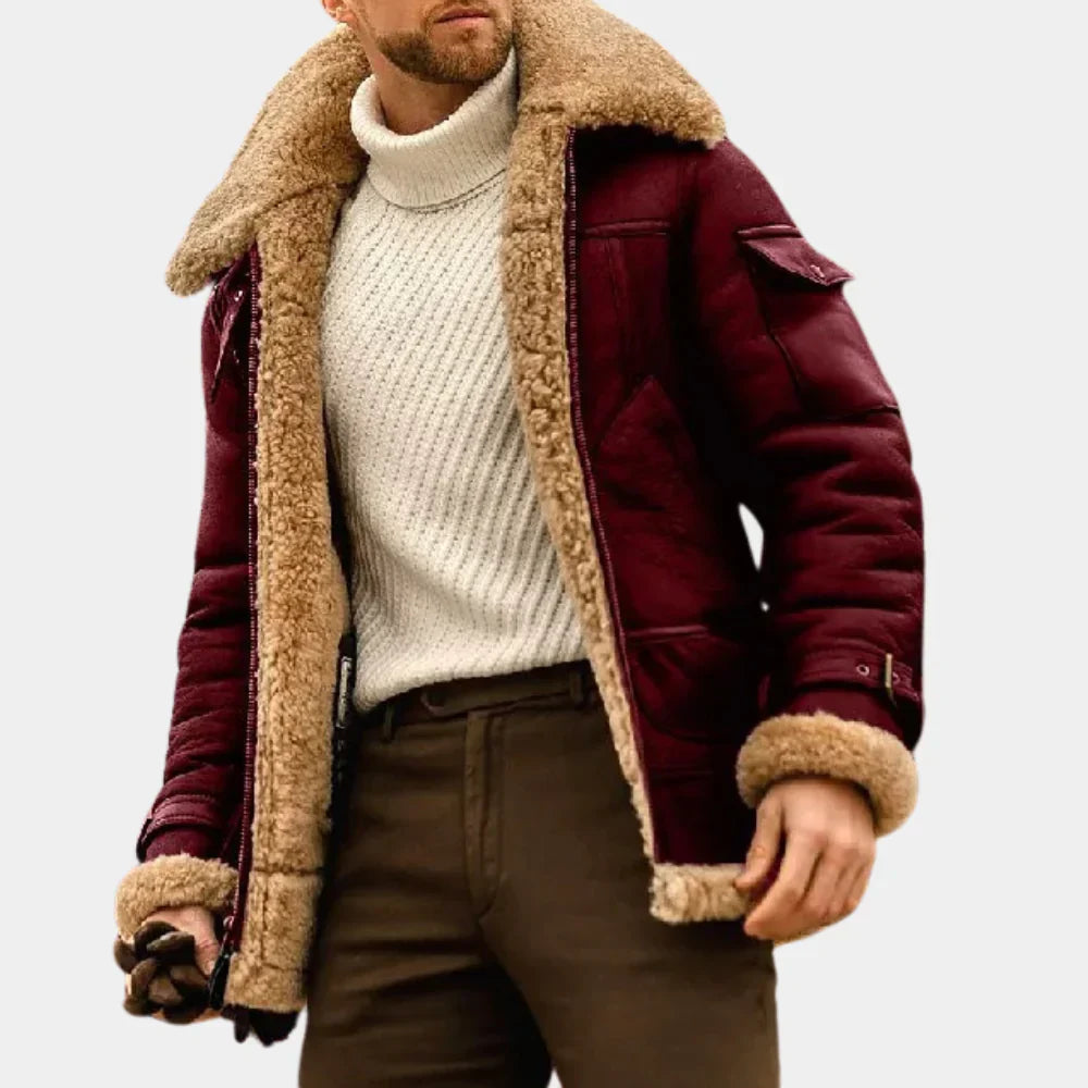 Lucas | Aviator-Style Leather Winter Jacket for Men