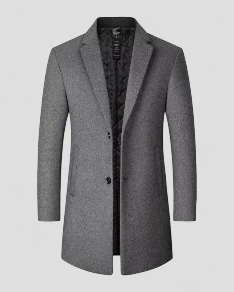 Men’s Tailored Quilted-Lining Two-Button Overcoat