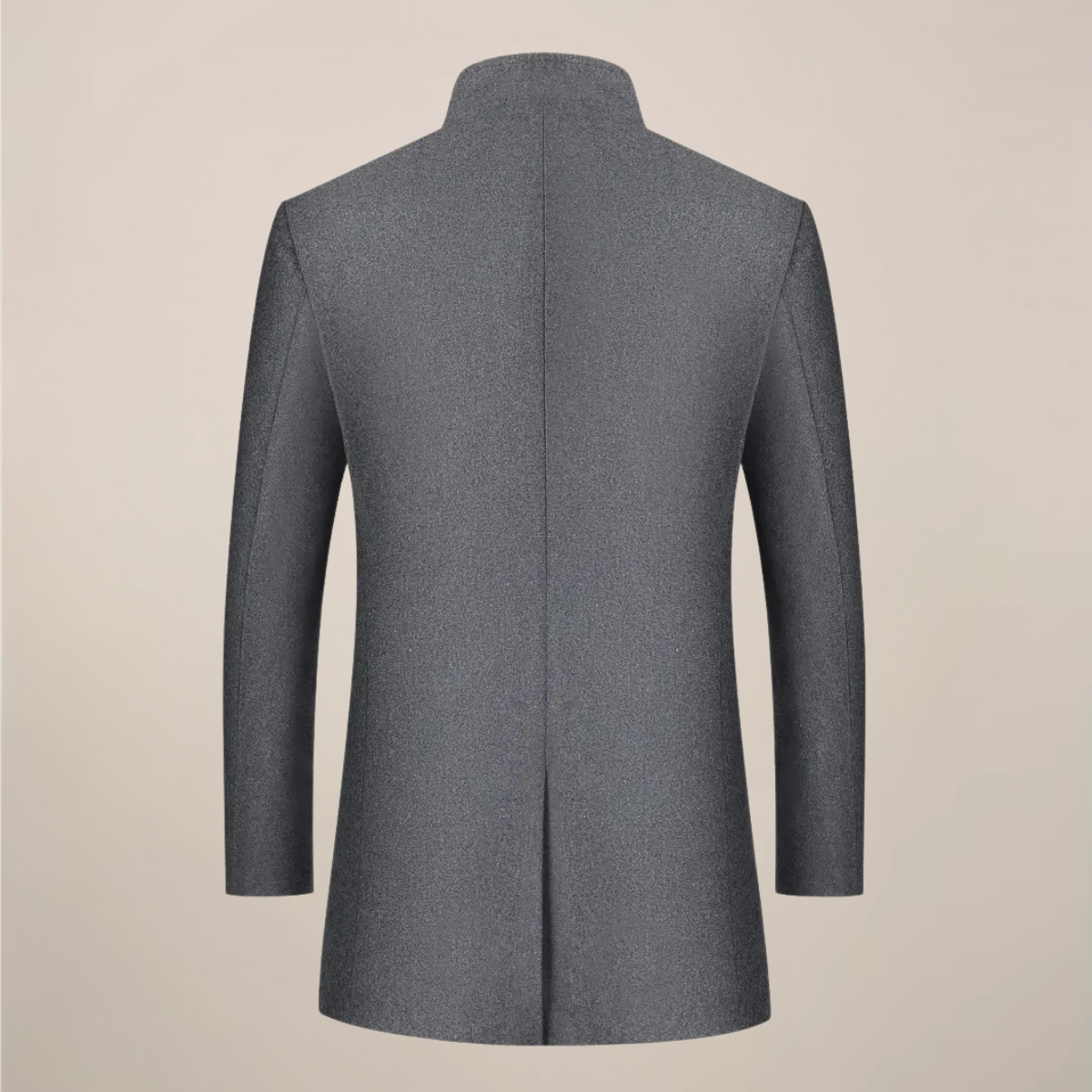 Men’s Mandarin Collar Mid-Length Overcoat