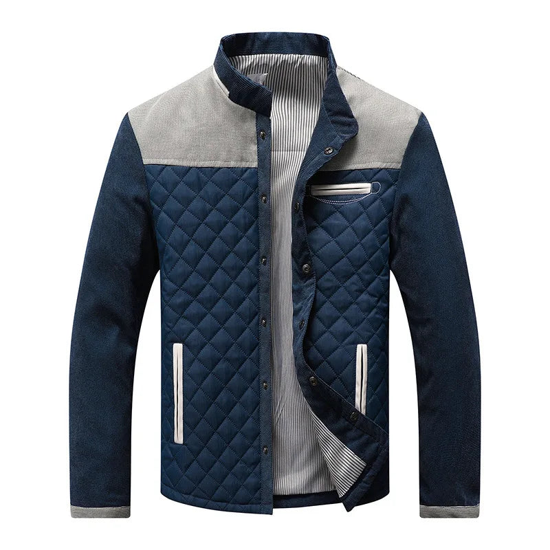 Men’s Quilted Snap-Front Color-Block Jacket