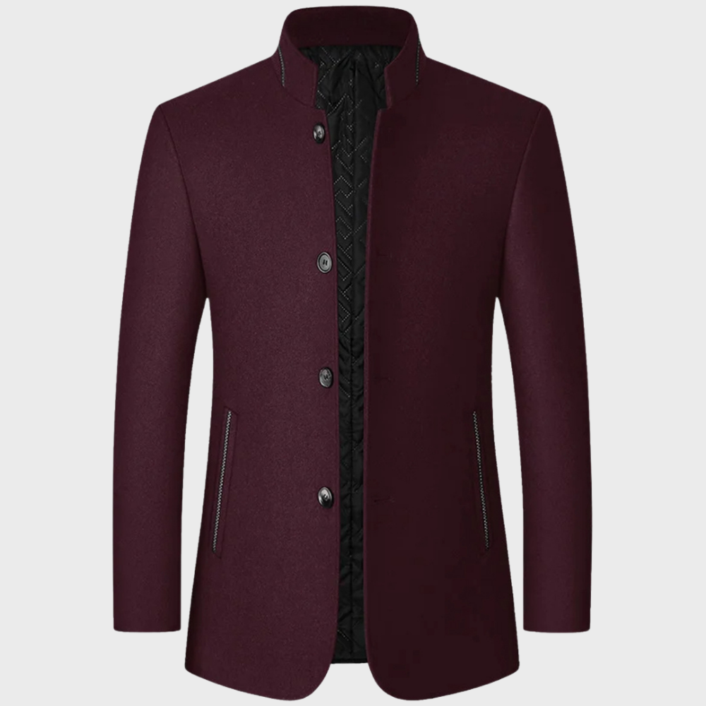 Men’s Mandarin Collar Quilted-Lining Tailored Coat