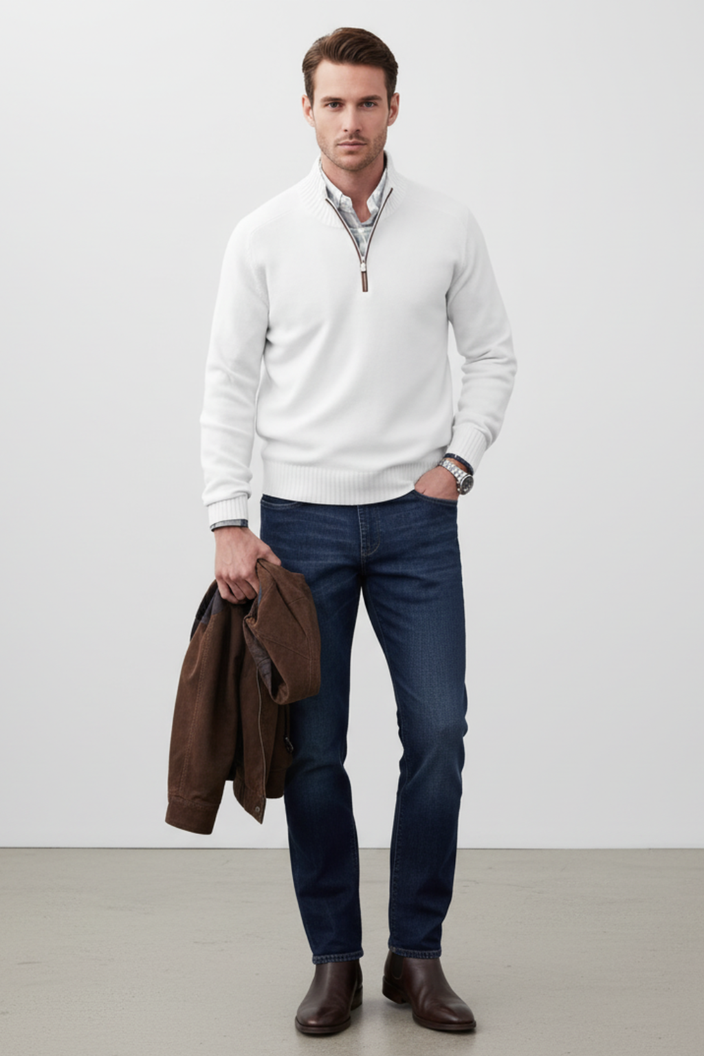 Men’s Wool-Blend Quarter-Zip Sweater