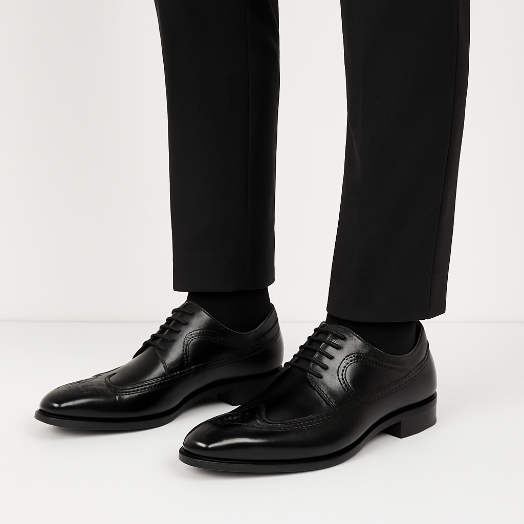 Men’s Burnished Wingtip Brogue Dress Shoes