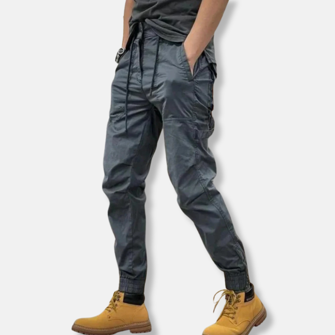 Men’s Cargo Pants – Slim Fit – Cotton Blend – Drawstring Waist – Multi-Pocket Design
