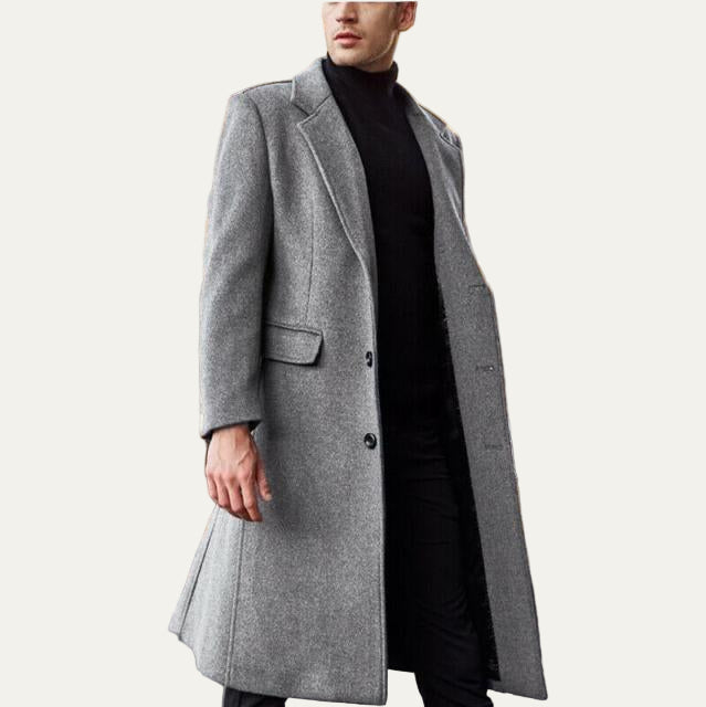 Men’s Single Button Long Overcoat