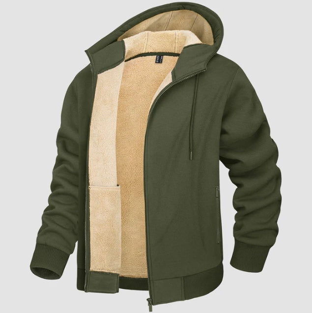 Men’s Hoodie Jacket – Sherpa Lined – Regular Fit – Full Zip – Ribbed Cuffs & Hem