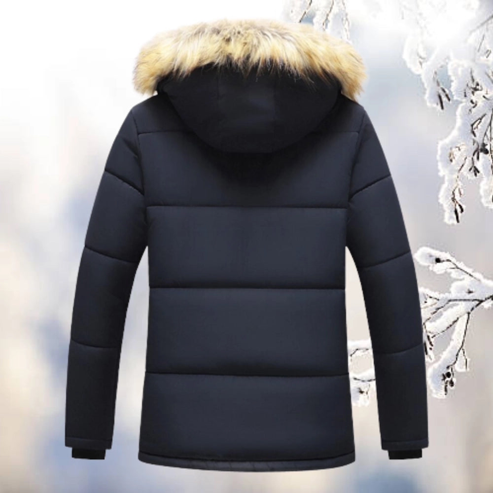 Men’s Parka Jacket – Relaxed Fit – Quilted Padding – Fleece Lined – Faux Fur Hood