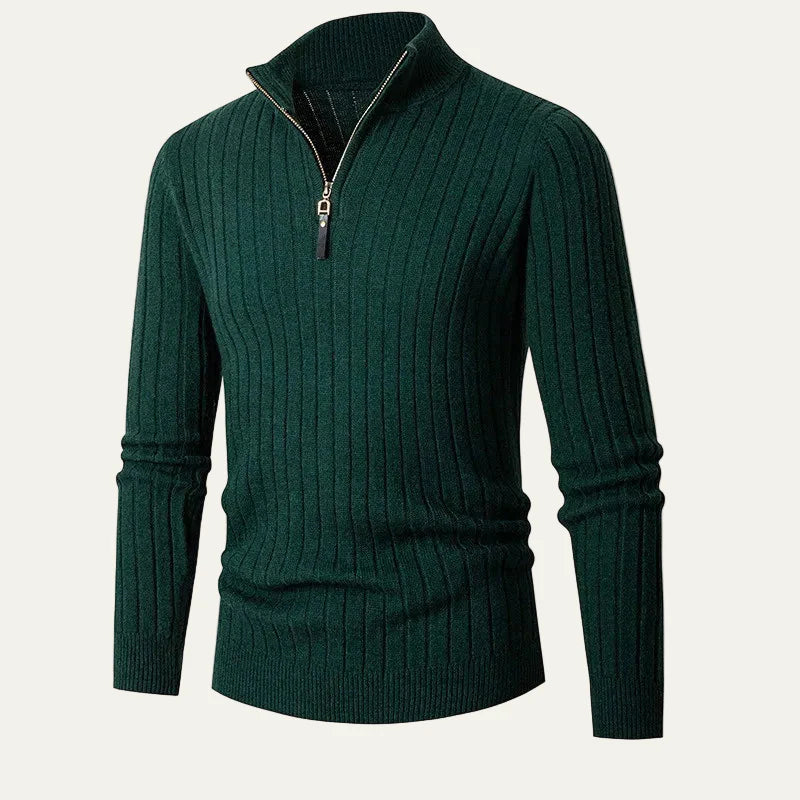 Men’s Ribbed Half Zip Collar Sweater