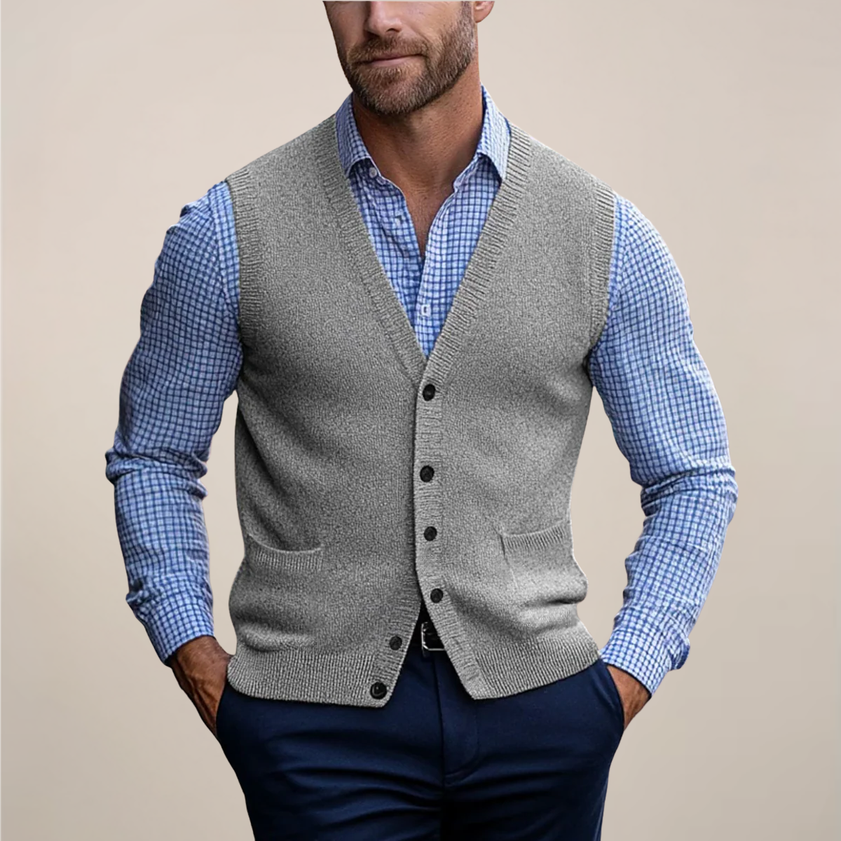 Men’s Sleeveless Vest Sweater – Lightweight Layer