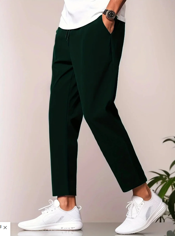 Men’s Tapered Lightweight Casual Trousers with Elastic Waist – Modern Fit for Travel & Daily Wear