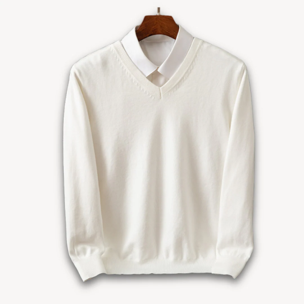 Men’s V-neck Sweater – Slim Fit – Wool Blend – Lightweight Breathable Casual Formal