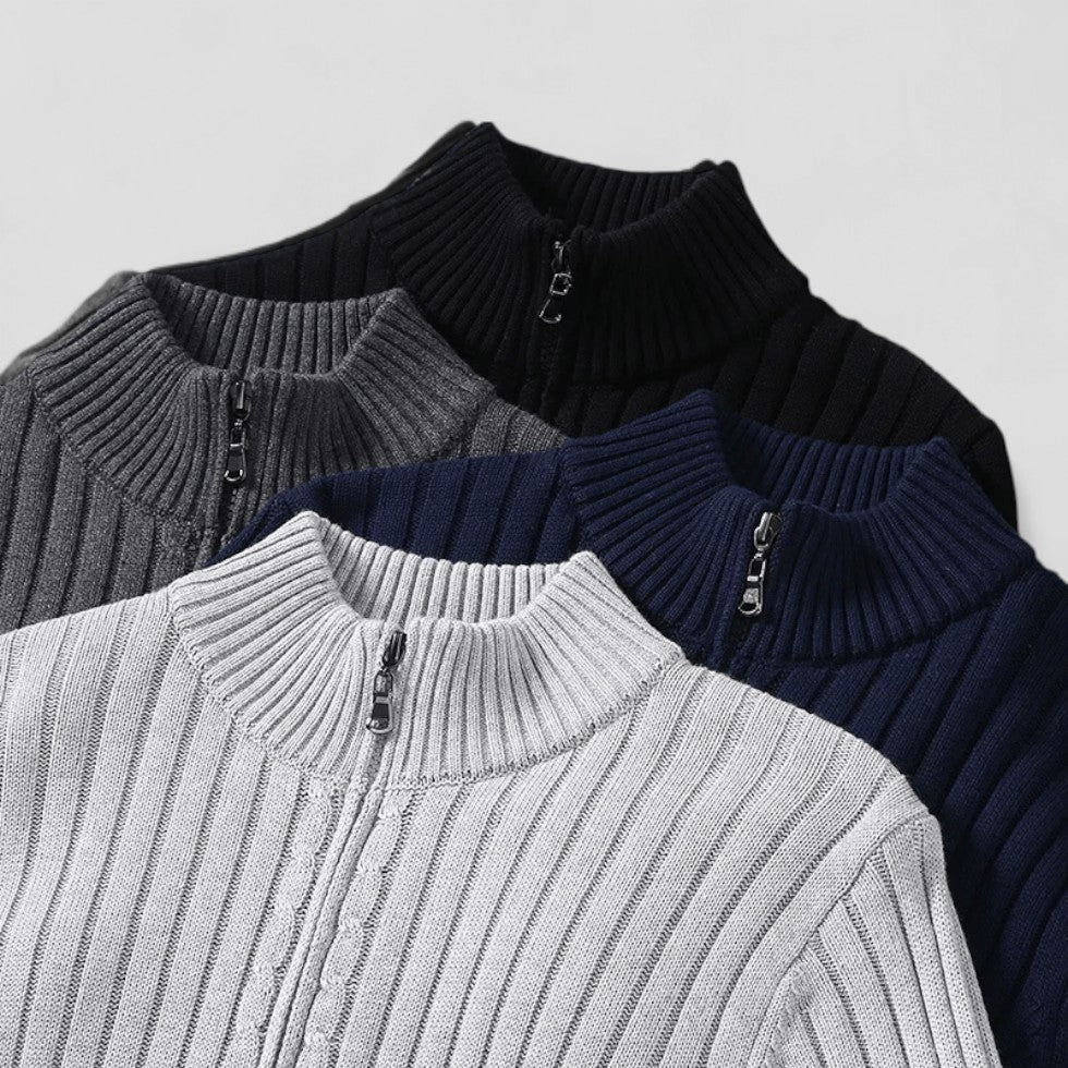 Modern Ribbed Zip Knit Cardigan for Men
