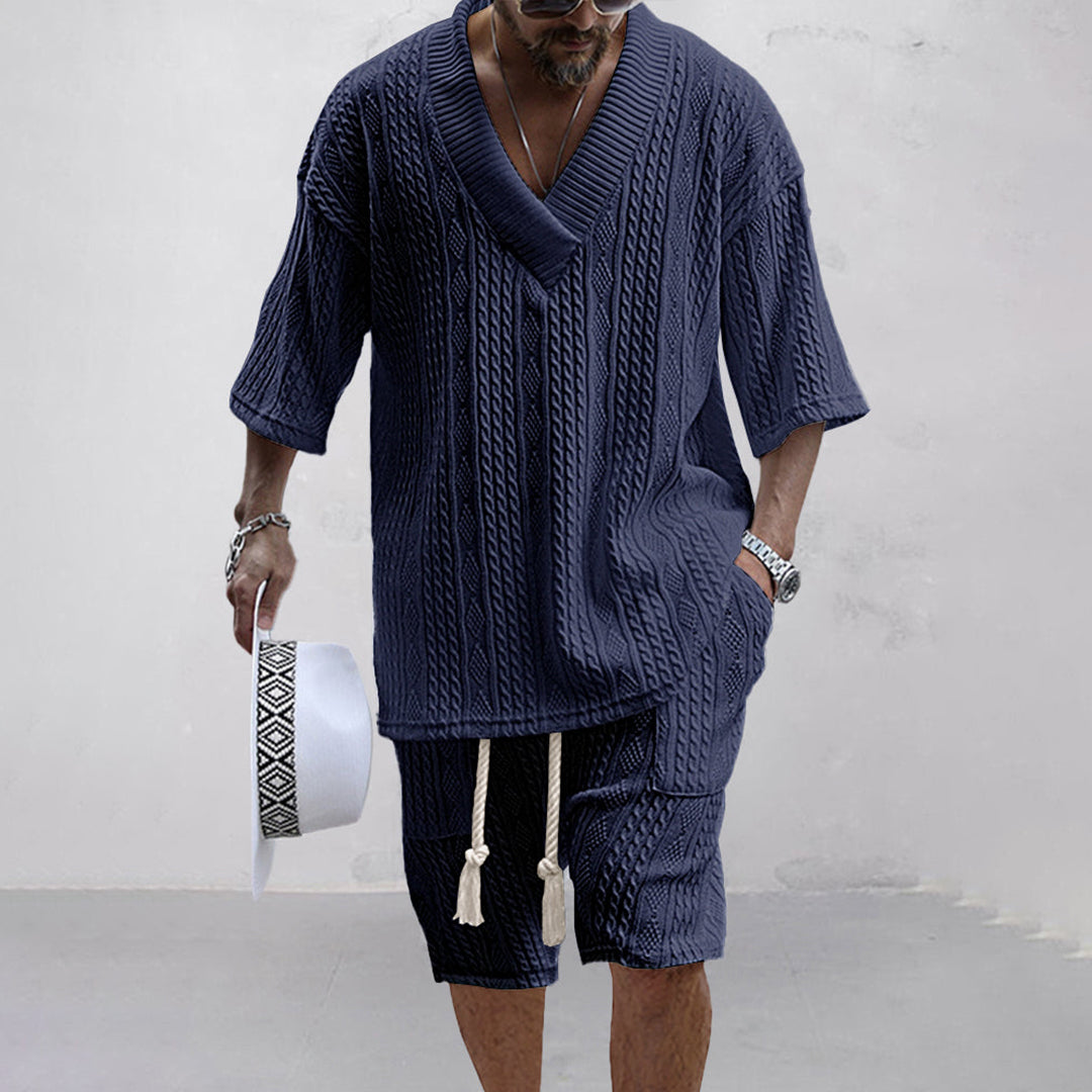 Comfy Knit Summer Shirt and Shorts Set