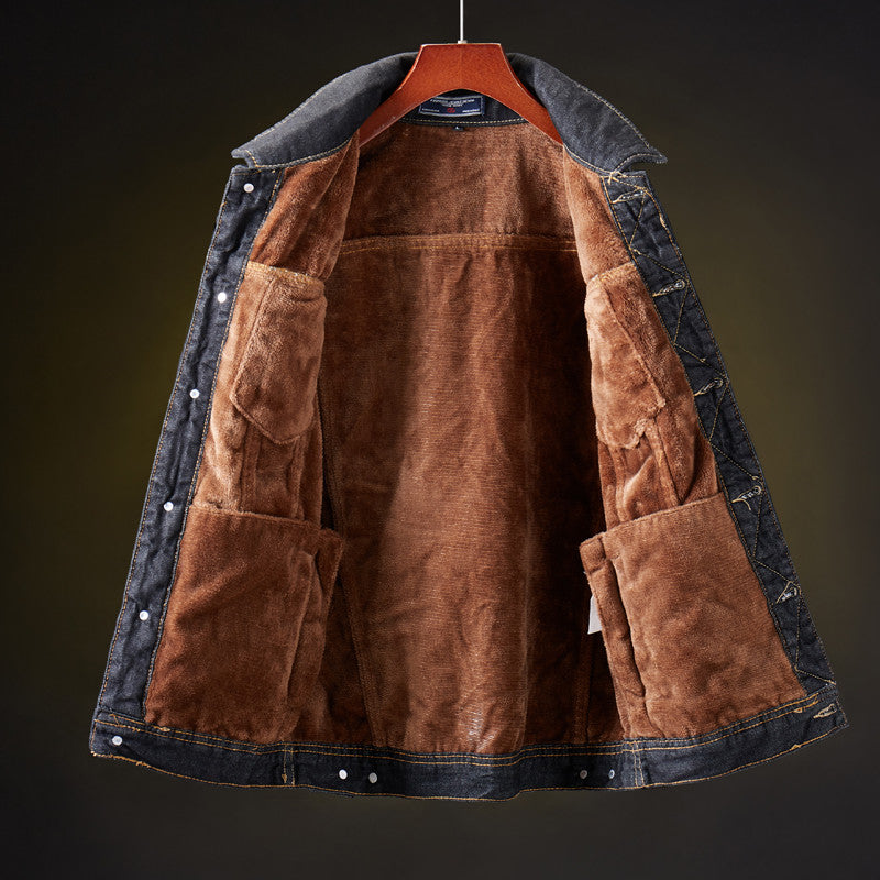 Noah | Denim Winter Jacket for Men with Soft Sherpa Inner Lining