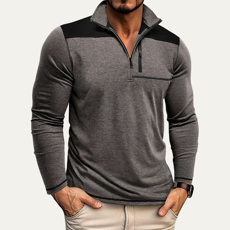 Men’s Slim Fit Zip Stand Collar Pullover