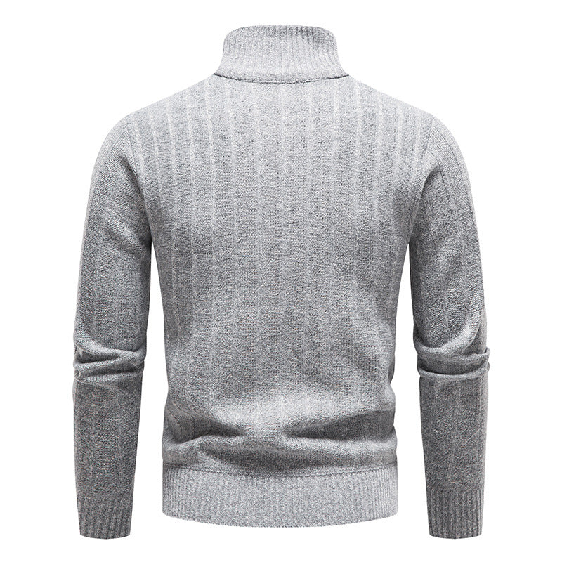 Men’s Textured Stand-Up Collar Sweater
