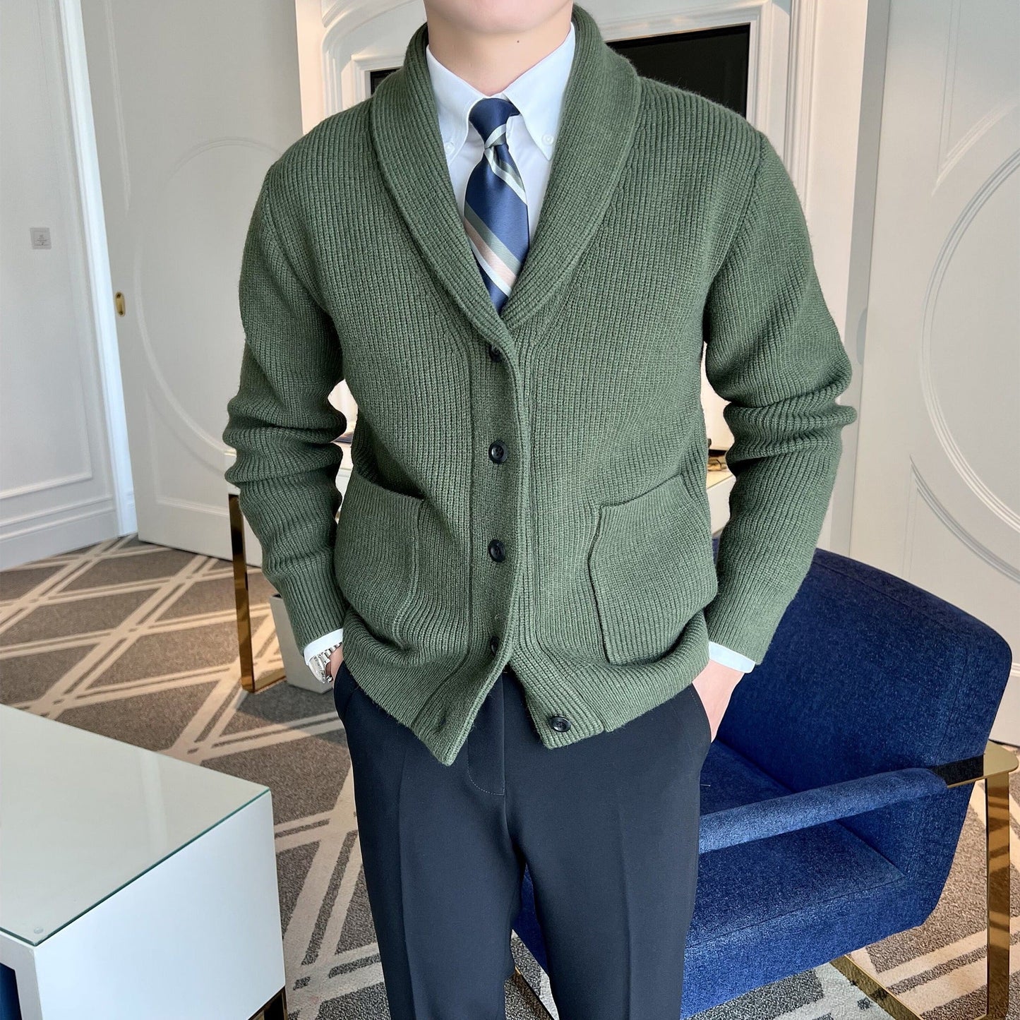 Classic Men's Knitted Button Jacket