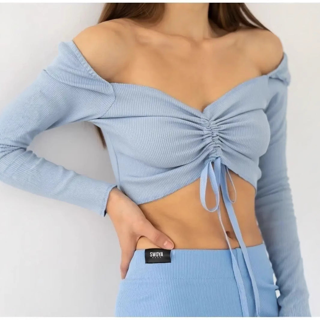 Women's Elegant Gathered Front Long Sleeve Blouse