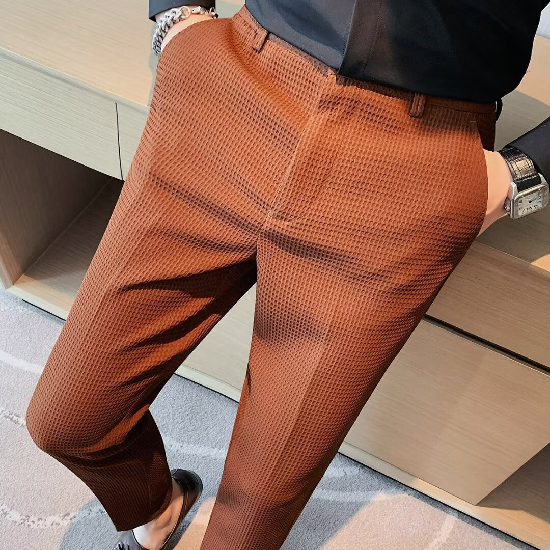 Slim Fit Textured Trousers for Men