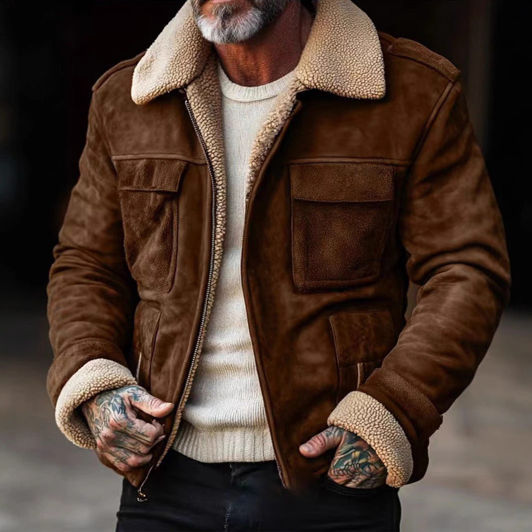 Cevori Stylish Leather Jacket with Warm Lining