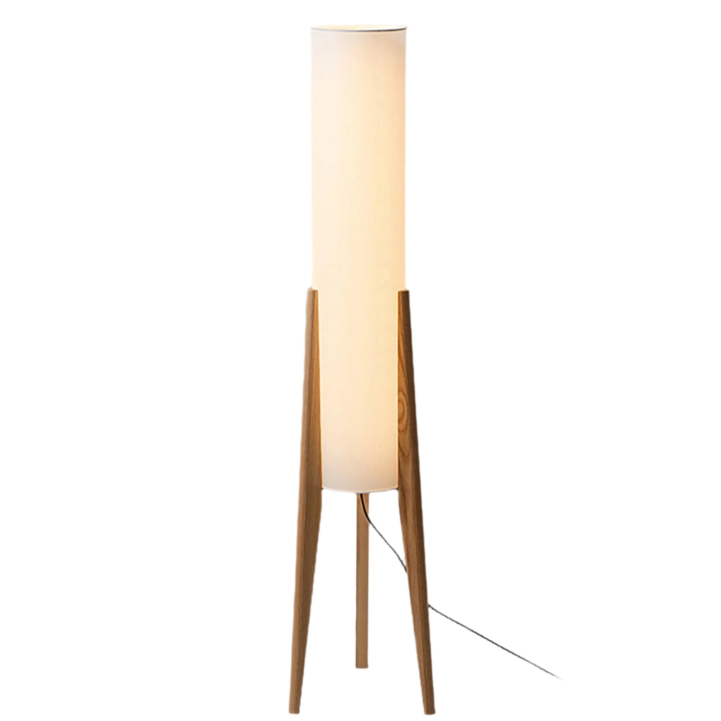 Rustic Wooden Floor Lamp With Creamy Linen Shade