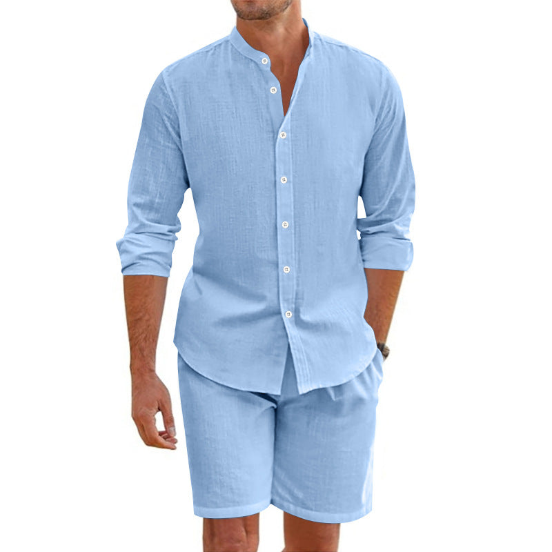 Classic Casual Button Down Shirt Shorts Combo