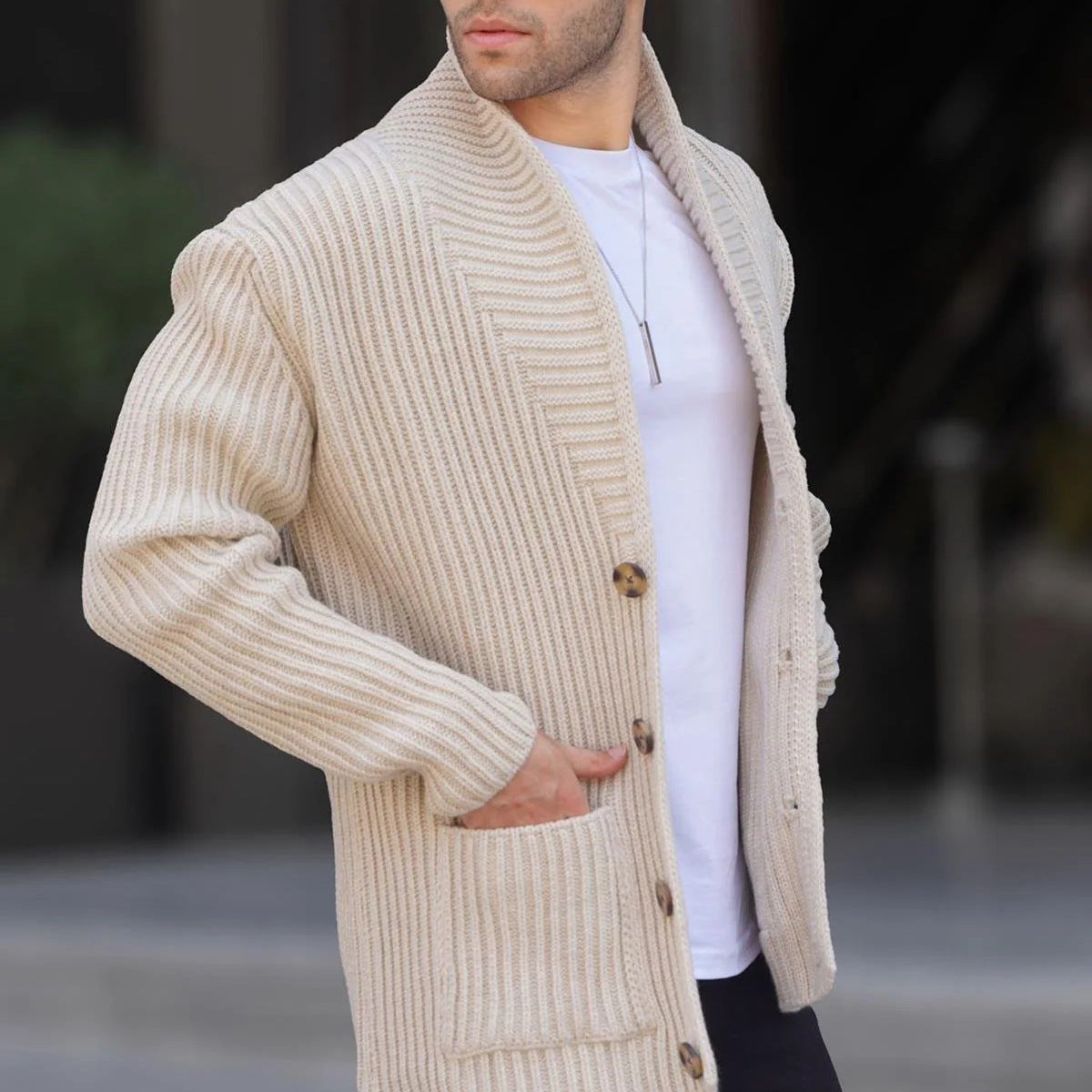 Cevori Modern Style Deep Neckline Cardigan