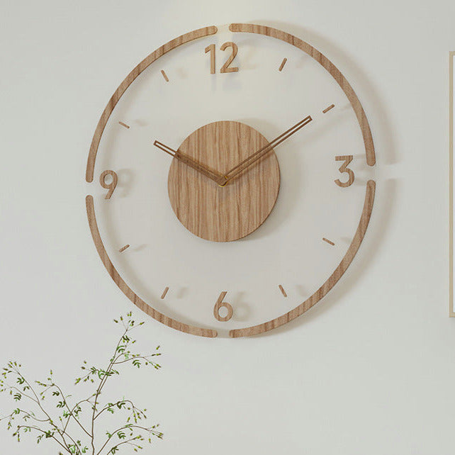 Natural Wooden Silent Wall Clock 35cm Home Decoration - BritishElegance