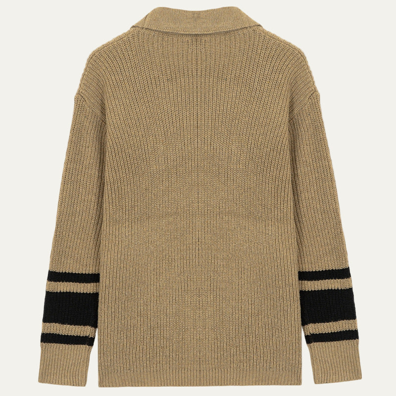 Men’s Shawl Collar Striped Knit Cardigan