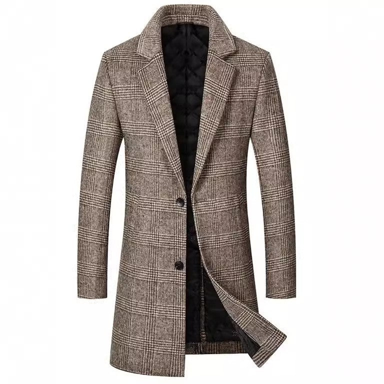 Cevori Slim Fit Wool Blend Plaid Overcoat