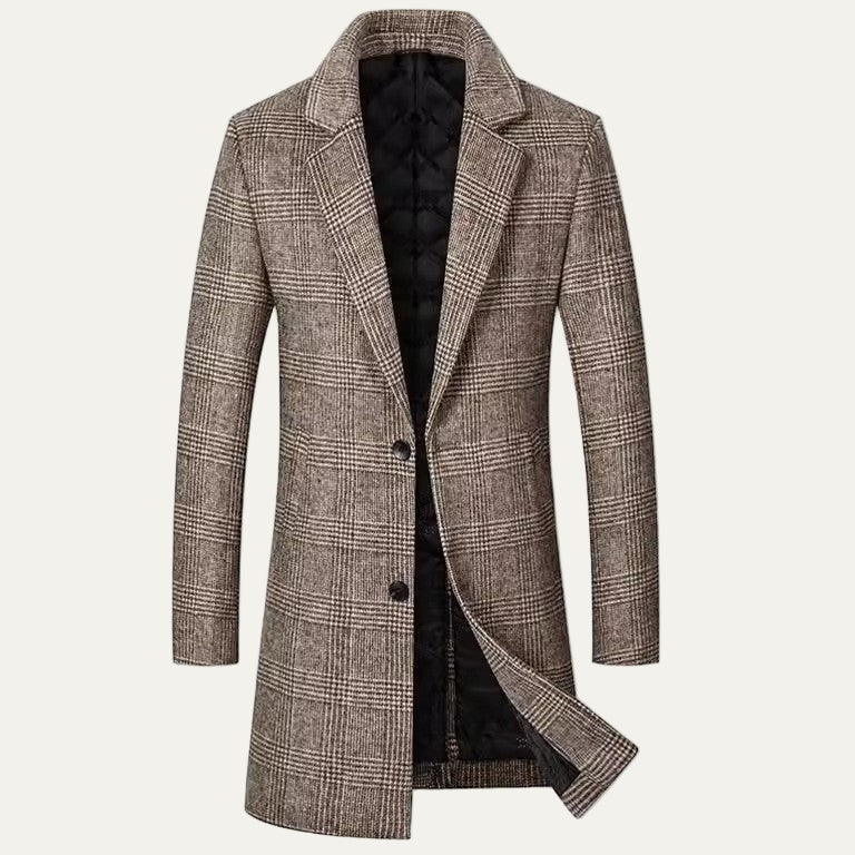 Men’s Plaid Single Breasted Overcoat