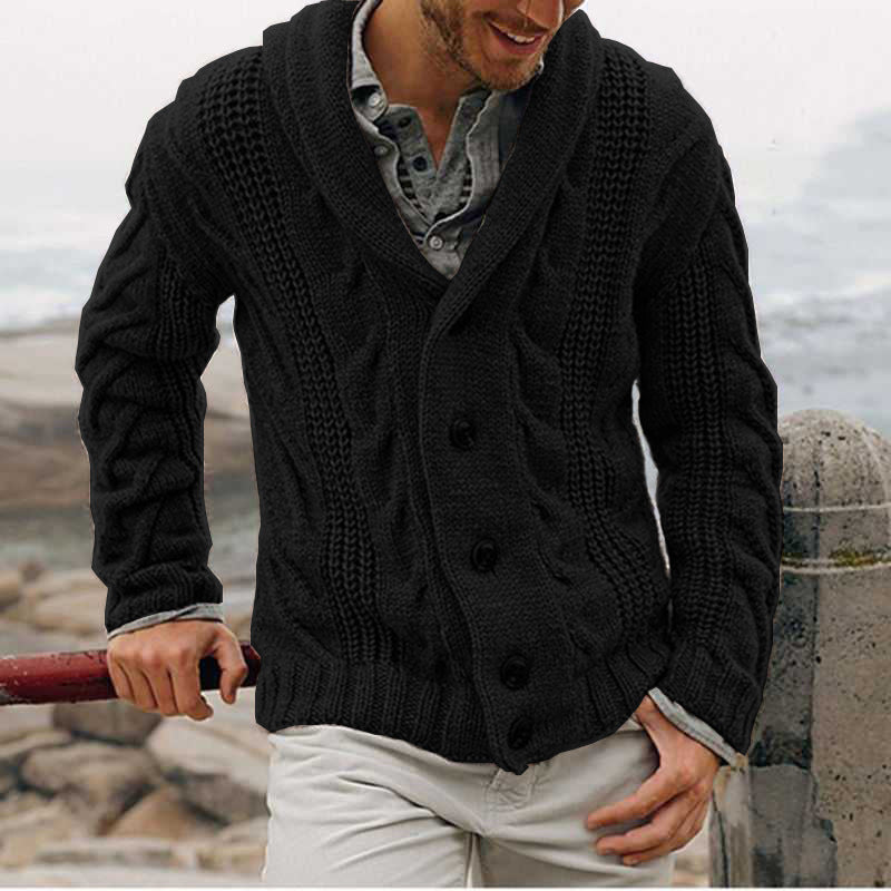 Cevori Structured Design Rolled-Up Collar Cardigan