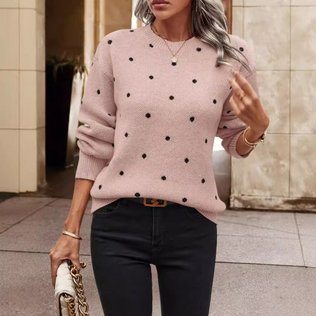 Comfy Women's Loose Fit Dot Pullover Sweater