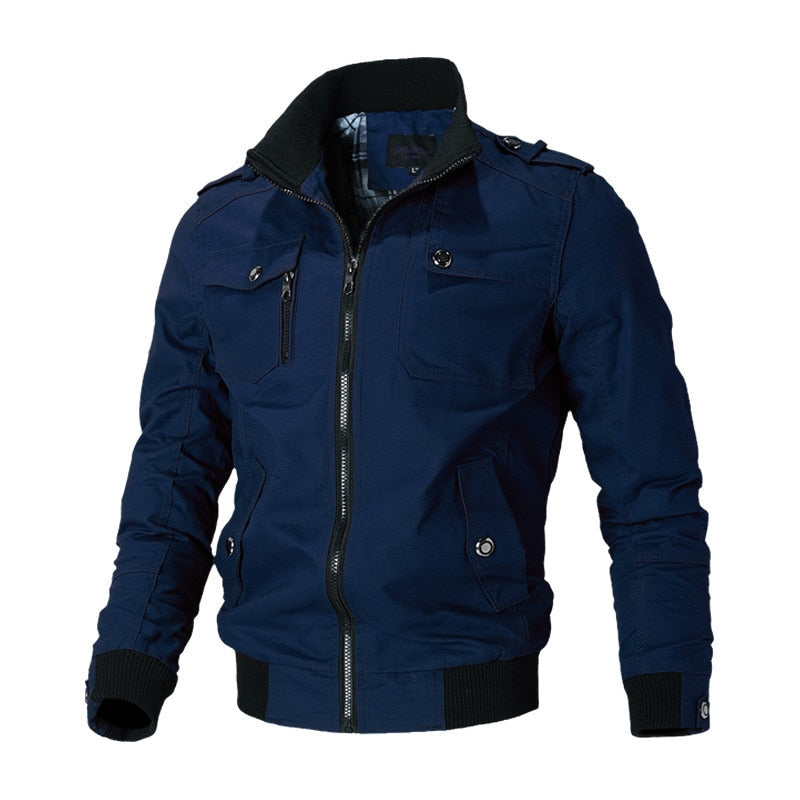 Men's Slim Fit Tactical Jacket with Zip Pockets