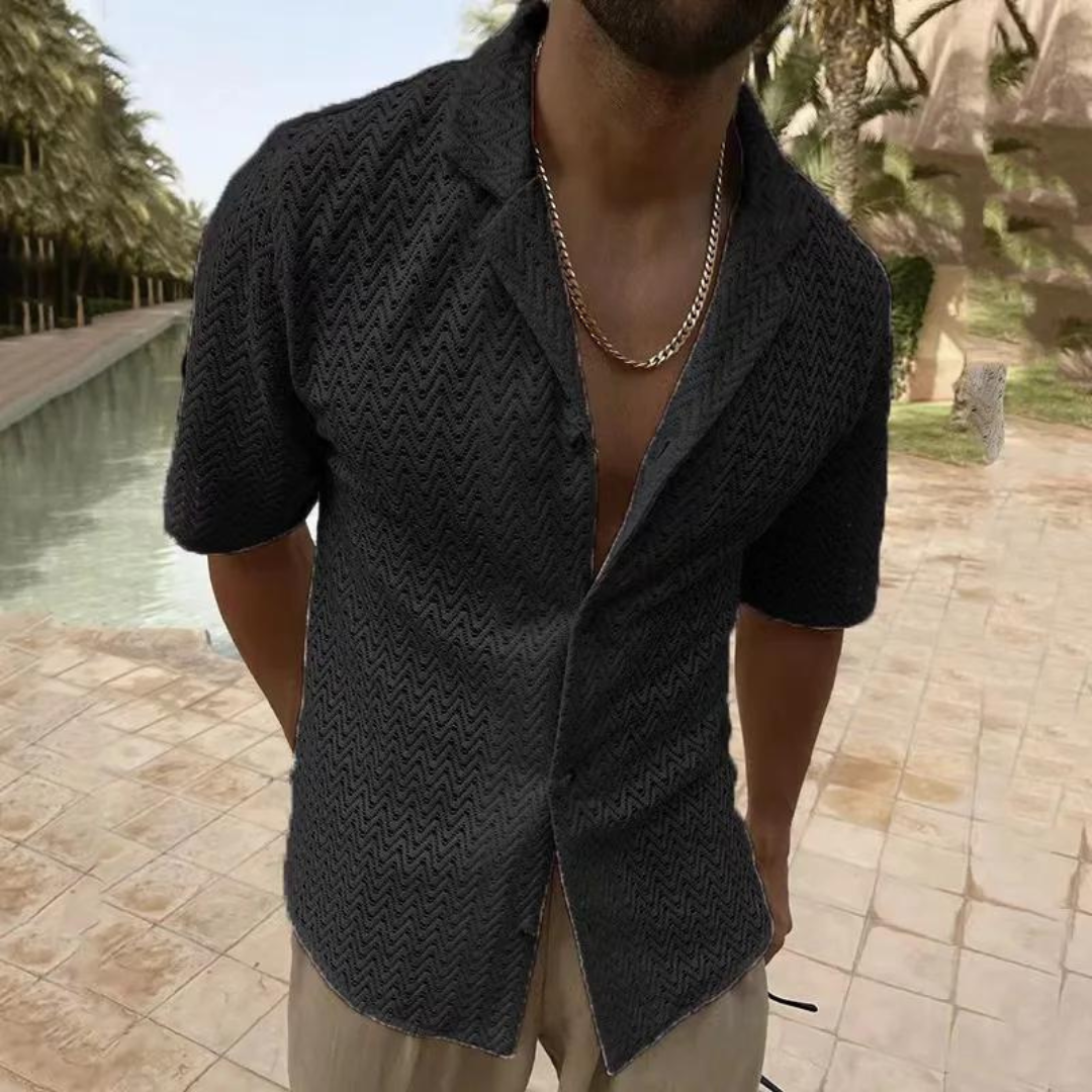Men's Crochet Shirt - Open Knit Shirt for Summer