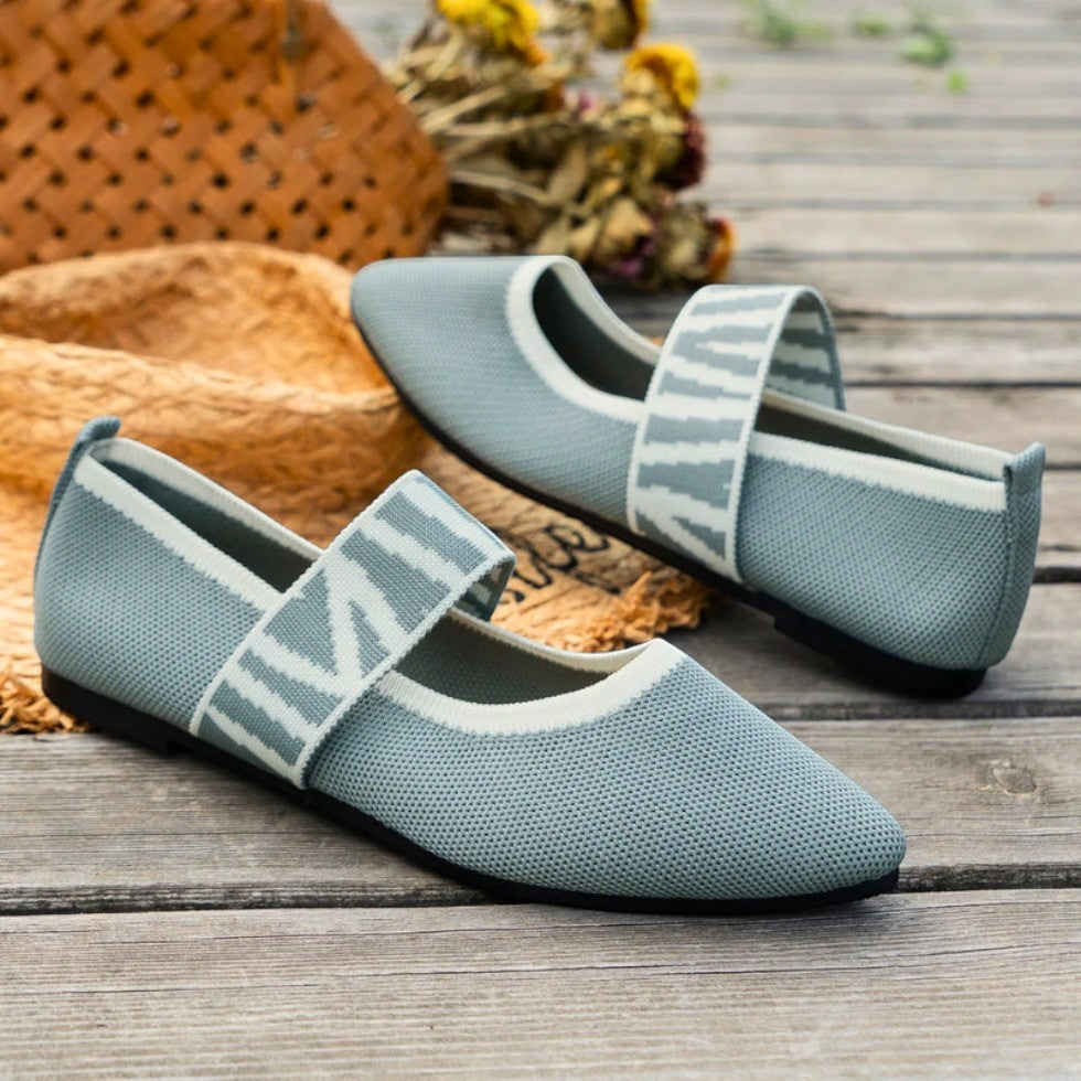 Women’s Knitted Color-Block Ballet Flats