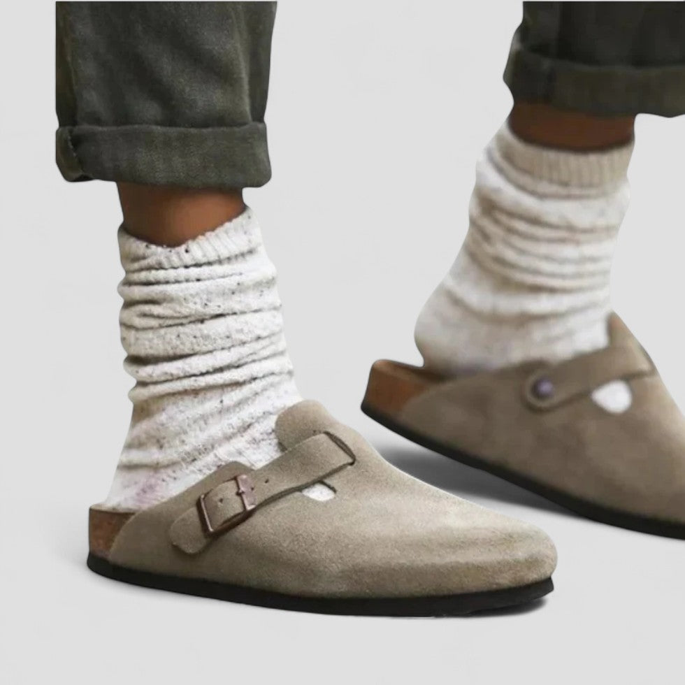 Men’s Suede Shearling Mule Slippers