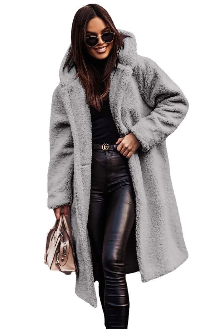 Kathleen | Women’s Oversized Mid-Length Jacket – Faux Fur Open Front Design with Shaggy Texture for Stylish Fall and Winter Outfits