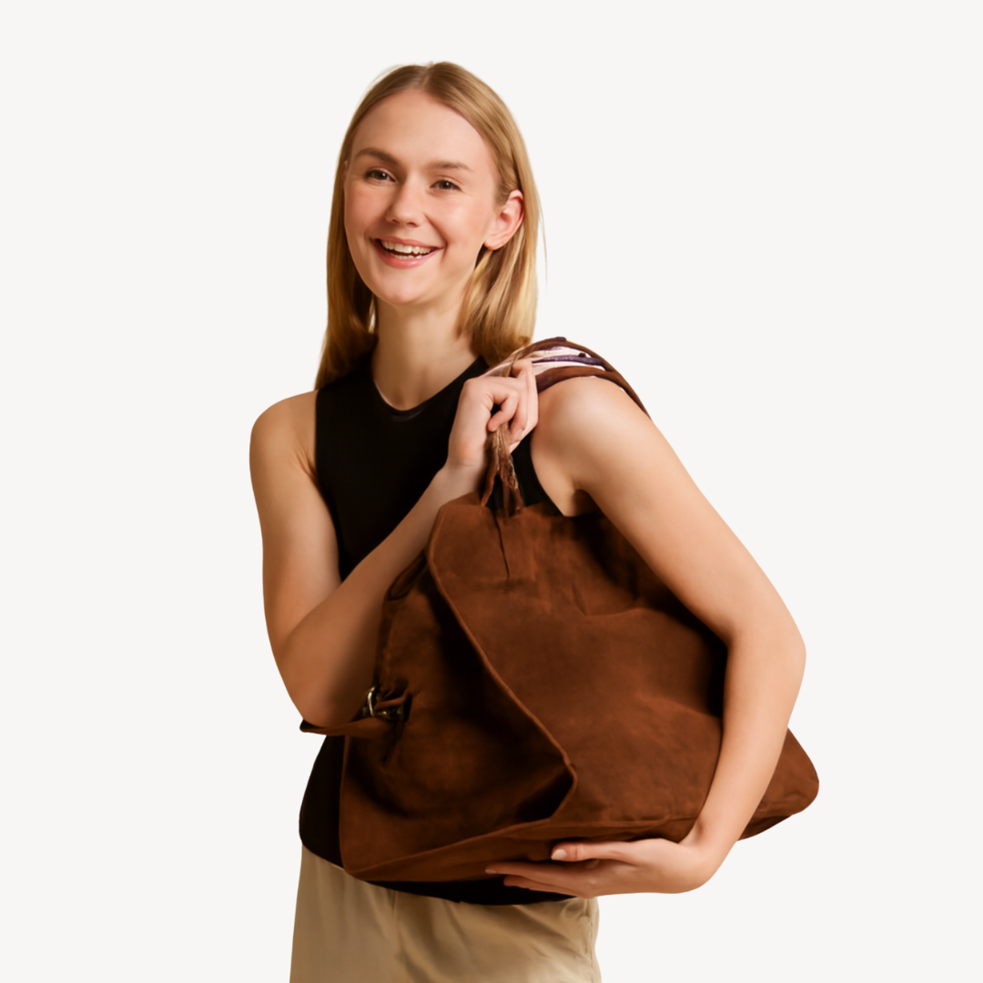 Women's Brown Suede Leather Tote Bag
