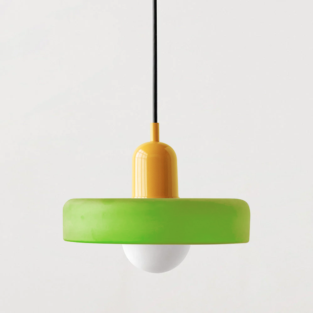 Hanging Lamp - Circular Colorful Glass Shade Adjustable