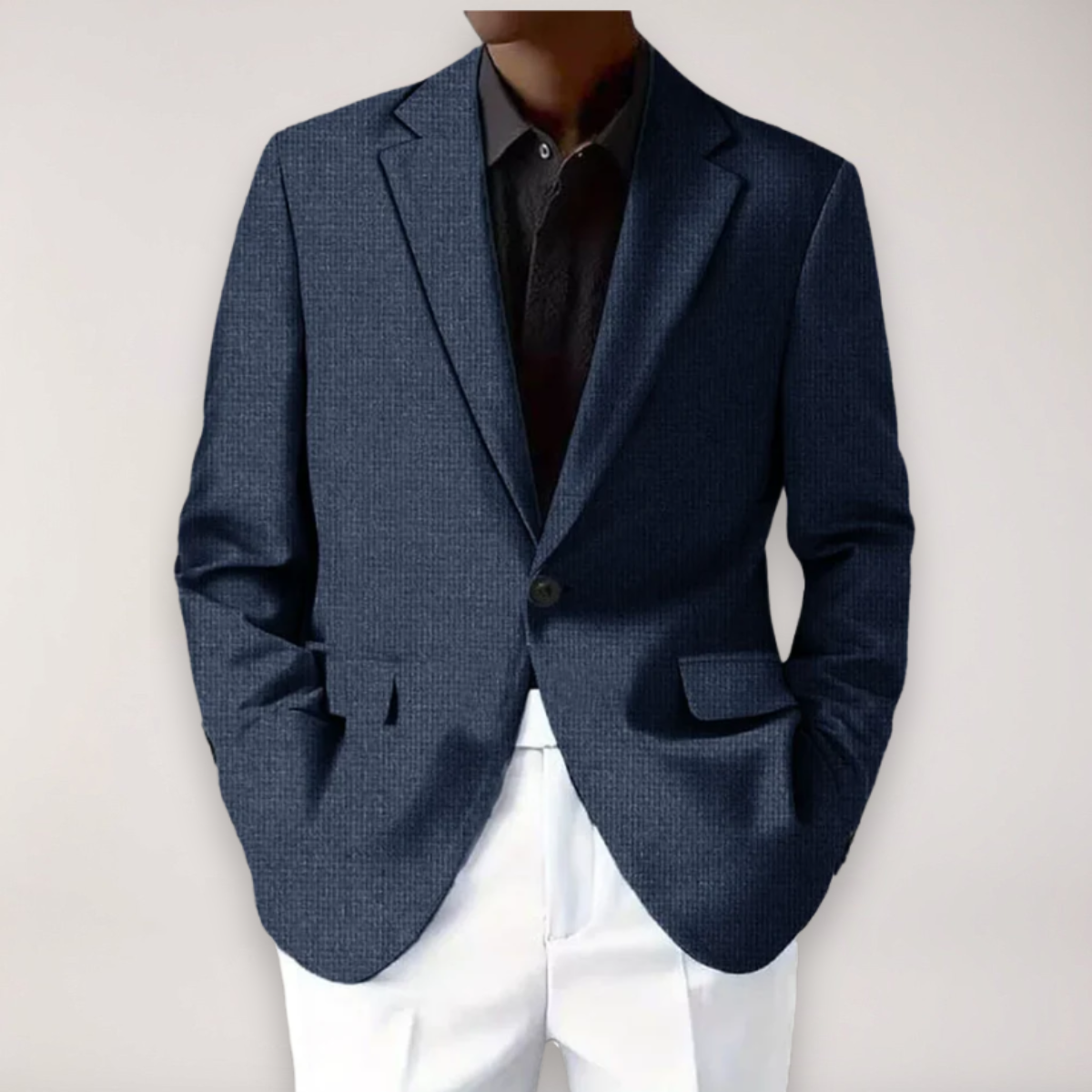 Polyester Blend Blazer - Structured Shape & Secure Pockets