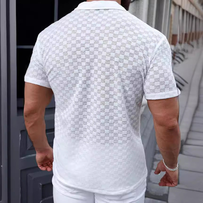 Polyester Blend Shirt - Lace Panel & Breathable Light Fit
