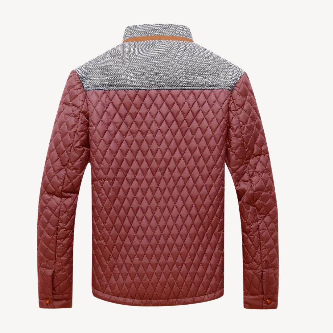 Men’s Color Block Knit Yoke Quilted Jacket