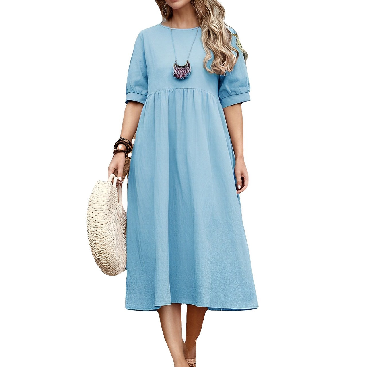 Comfortable Floral Midi Sundress for Women