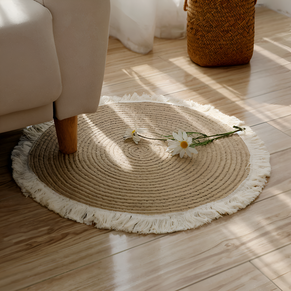 Woven Circle Mat - Stylish Home Floor Rug - BritishElegance