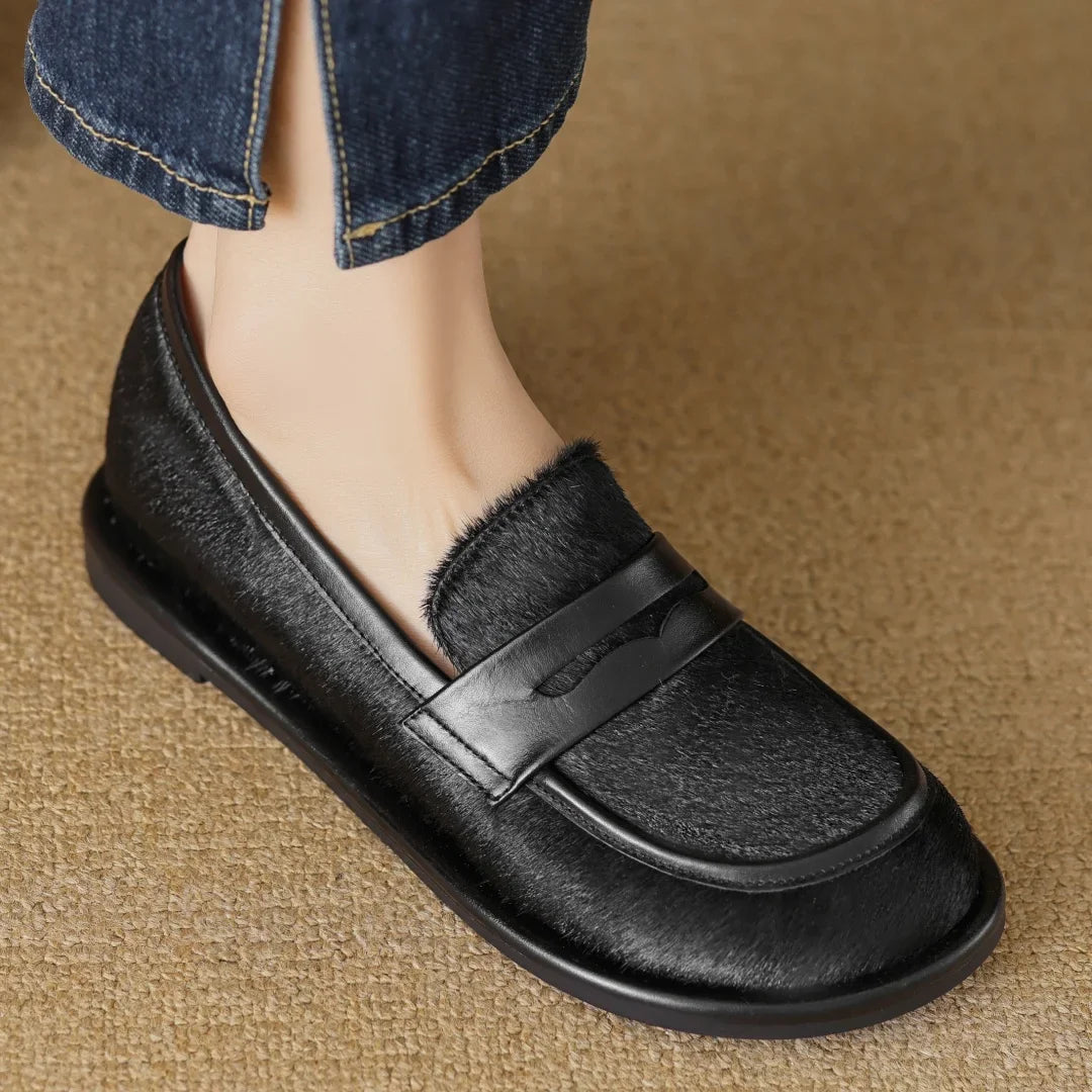Luxury Leather Slip On Women's Moccasin Shoes