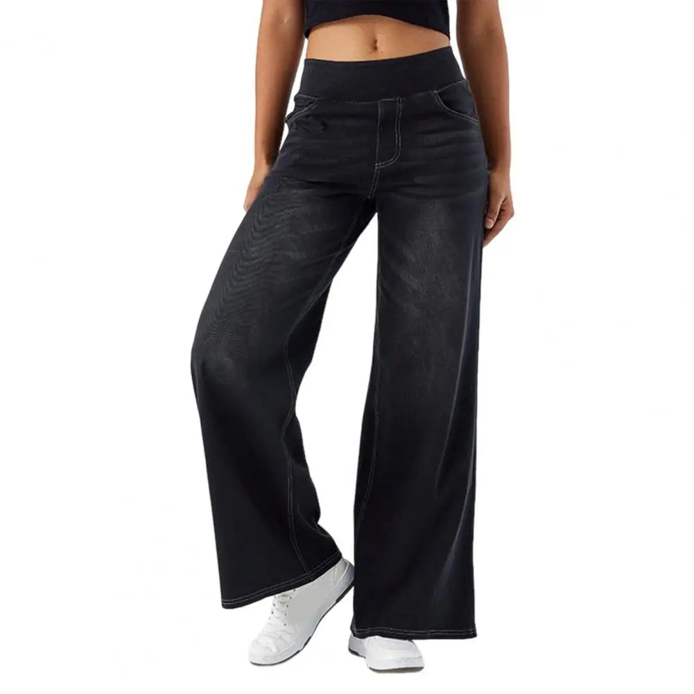 Comfortable High-Waist Straight Leg Women's Jeans