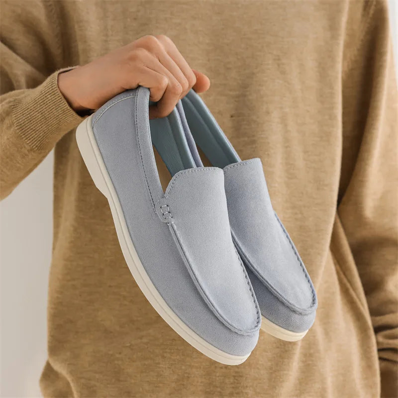 Men's Brown Suede Slip-On Loafers - Comfortable Grip Shoes